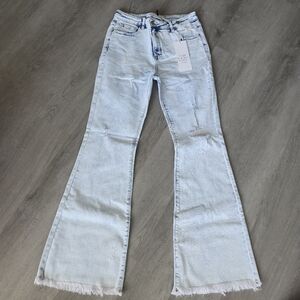 Viral Lucy Asymmetrical Distressed Flare Jeans